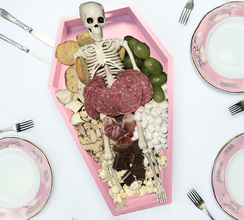 TOSOENPHY Pink Halloween Decor - Coffin Tray 14.2'' Tall Halloween Decorations for Her - Sturdy Reusable Girly Pastel Goth Room - Spooky Gothic Home - Image 3
